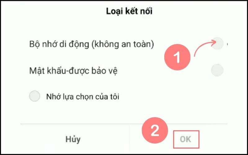 Chọn bộ nhớ di động và OK