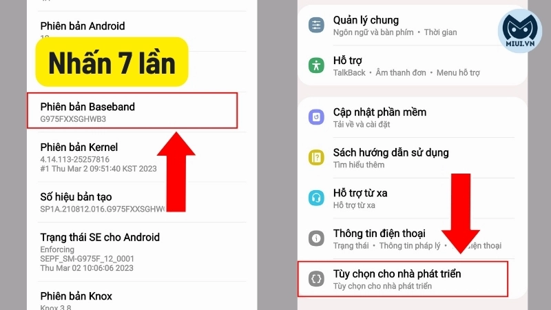 Bước 4: Nhấn 7 lần vào "Phiên bản Baseband"