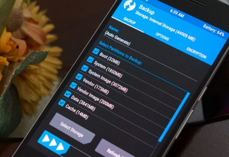 TWRP hỗ trợ backup toàn bộ dữ liệu máy