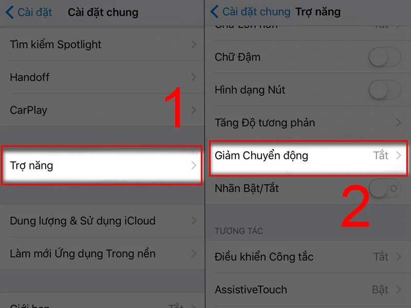 Tắt tính năng giảm chuyển động