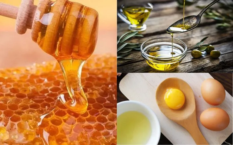 Dùng mật ong, dầu oliu và lòng đỏ trứng gà