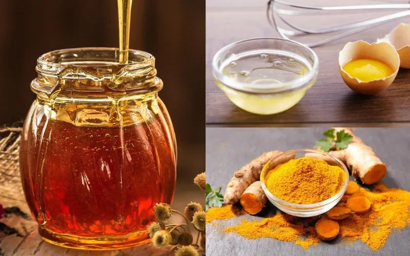 Dùng mật ong, lòng trắng trứng và tinh bột nghệ