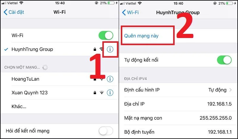 Kết nối lại Wi-Fi