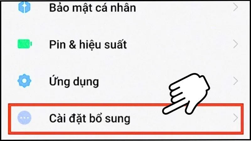 Bạn chọn Cài đặt bổ sung