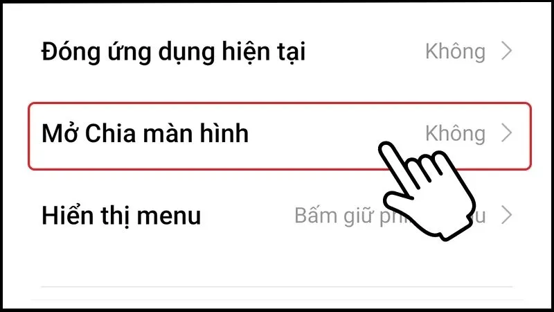 Bạn chọn Mở Chia màn hình