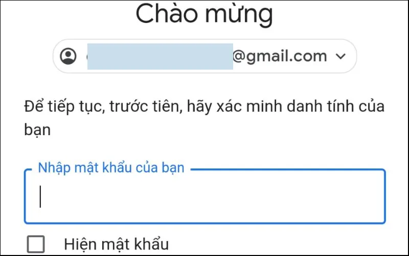 Nhập mật khẩu cũ để xác nhận