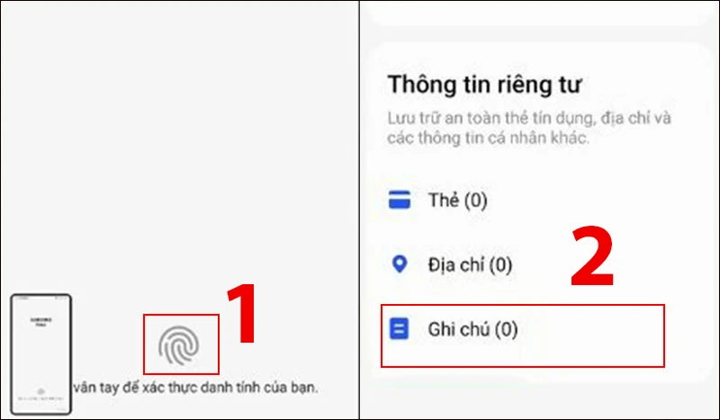 Chọn mục Ghi chú