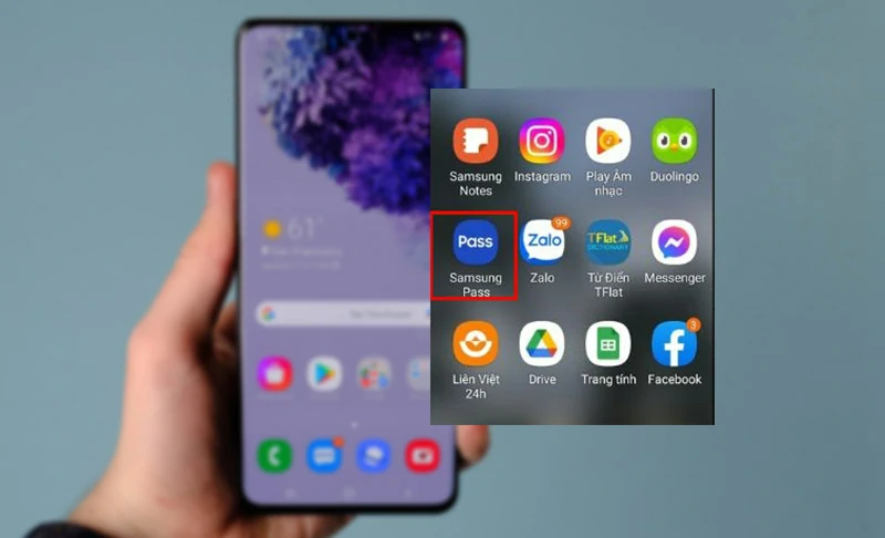 Chọn ứng dụng Samsung Pass