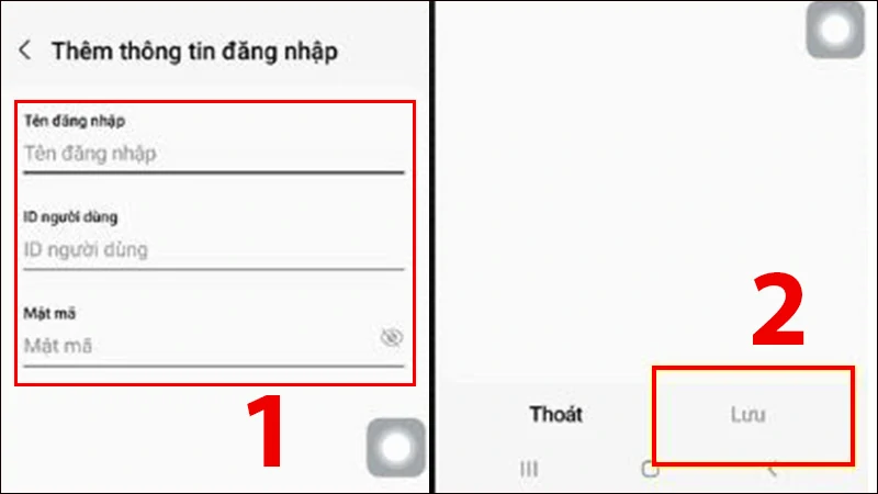 Nhập thông tin và Lưu