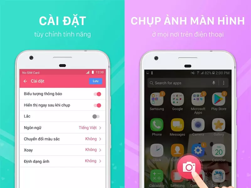 Giao diện ứng dụng Chụp ảnh màn hình điện thoại Android