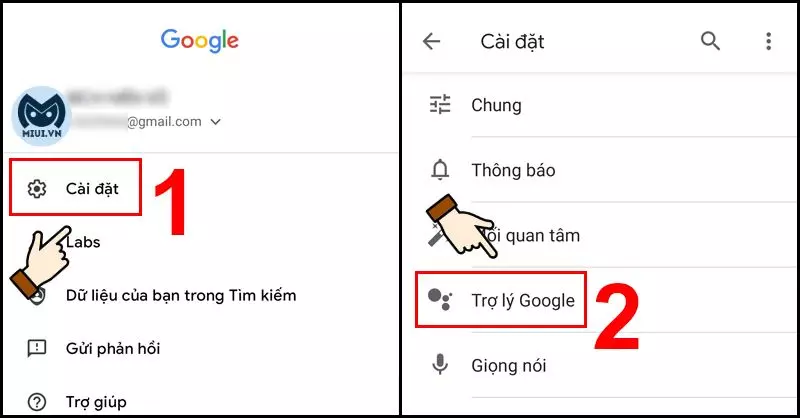 Truy cập Trợ lý Google trong Cài đặt của Google