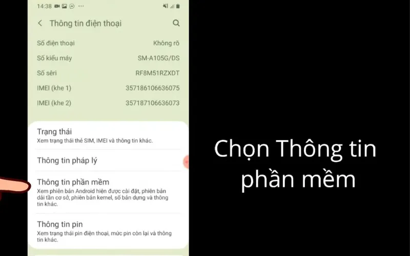 Chọn Thông tin phần mềm