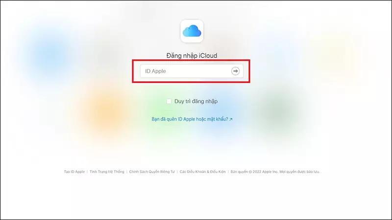 Truy cập iCloud.com