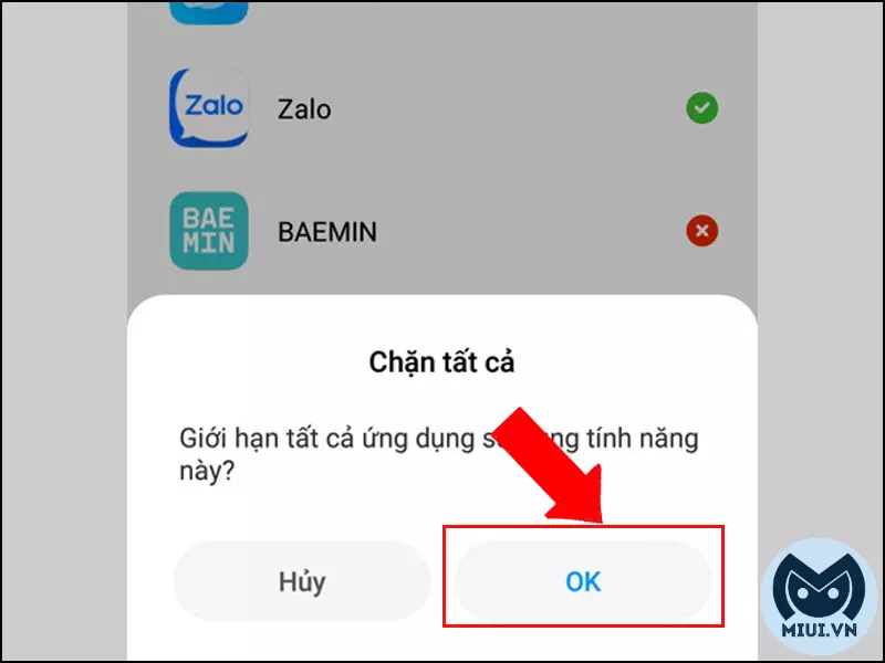 Nhấn OK để hoàn tất việc tắt chức năng lớp phủ màn hình