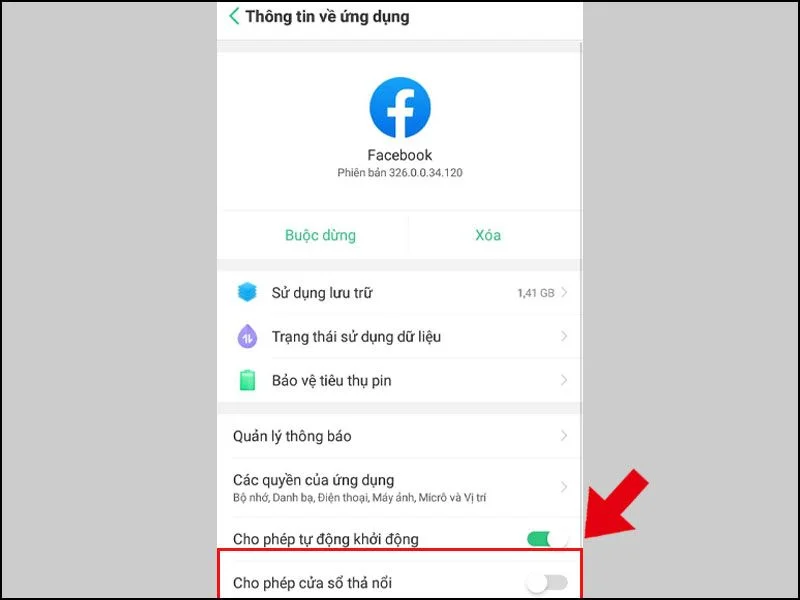 Gạt thanh cụ từ phải sang trái để tắt chế độ lớp phủ màn hình điện thoại OPPO