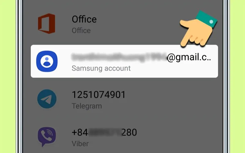 Chọn tài khoản Samsung account