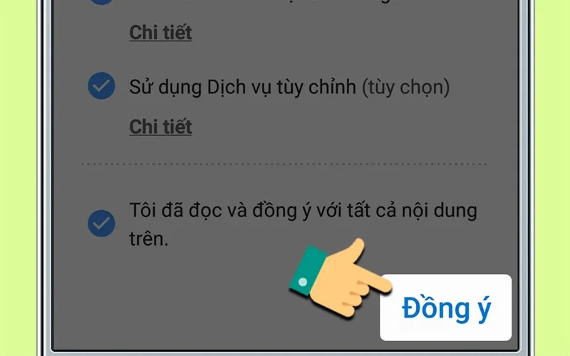 Nhấn Đồng ý