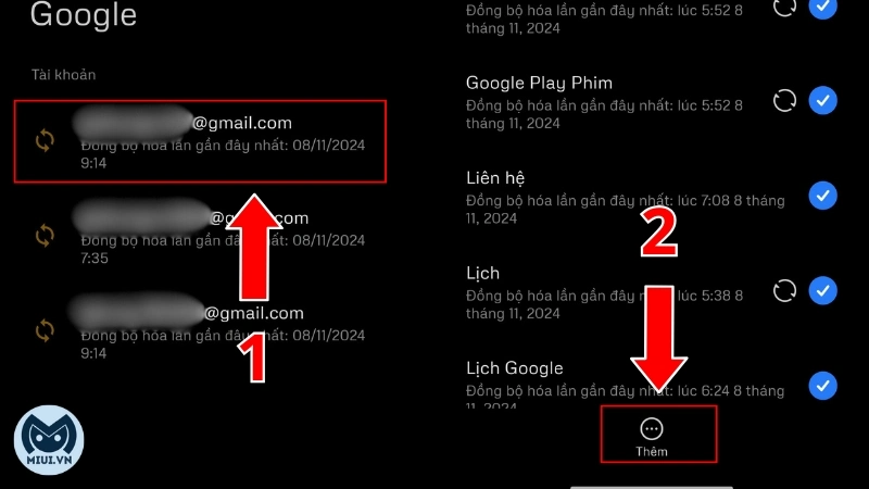 Bấm chọn tài khoản Google bạn cần xóa