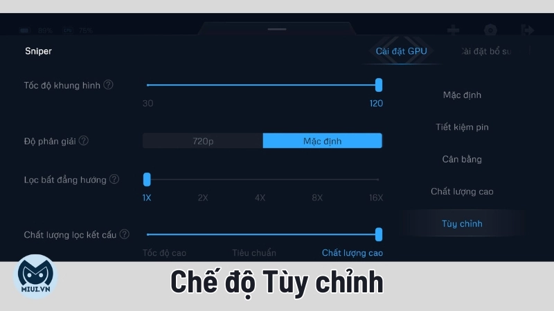 Chế độ Tùy chỉnh