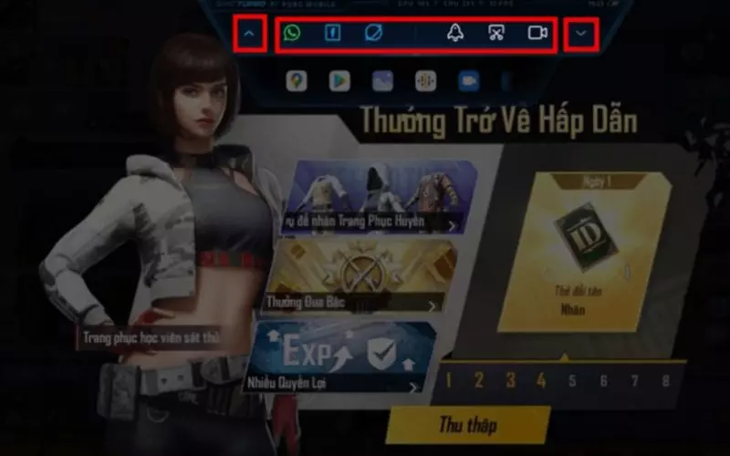 Vuốt thanh màu trắng từ phía trên xuống để mở thanh phím tắt