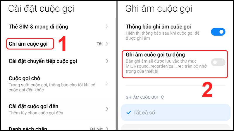 Chọn Cài đặt cuộc gọi