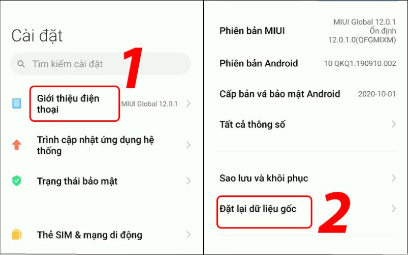 Khôi phục cài đặt gốc Xiaomi