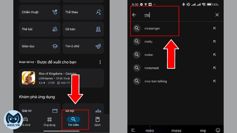 Truy cập Cửa hàng và tìm kiếm ứng dụng Messenger