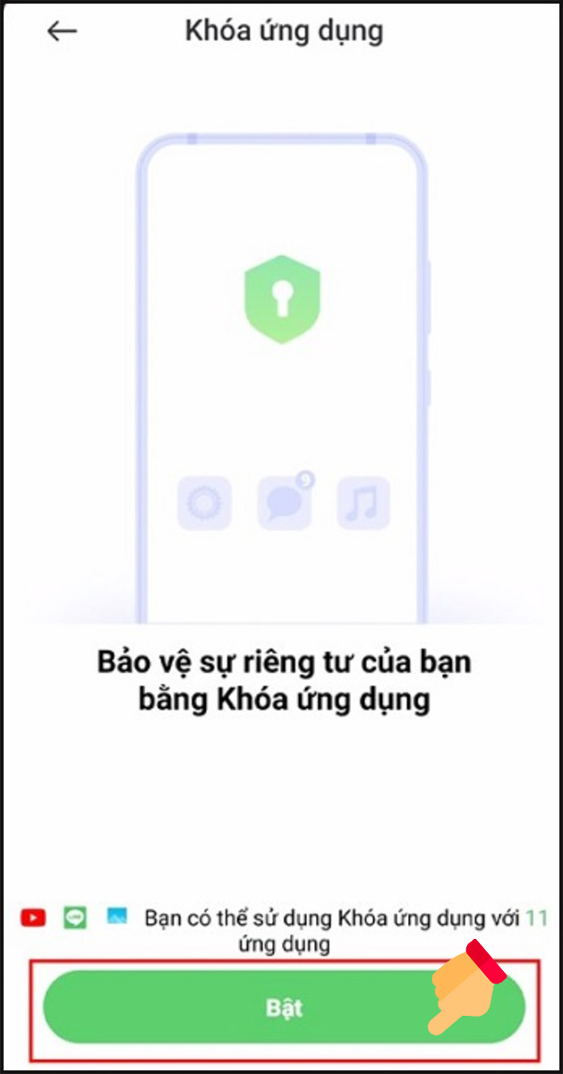 Nhấp chọn Bật