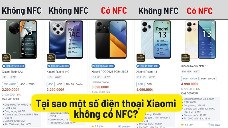 Tại sao một số điện thoại Xiaomi không có NFC