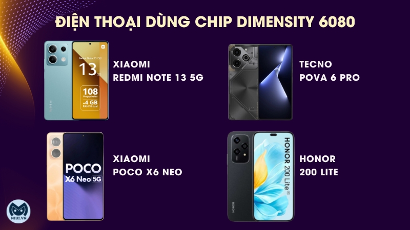 Một số điện thoại sử dụng chip Dimensity 6080