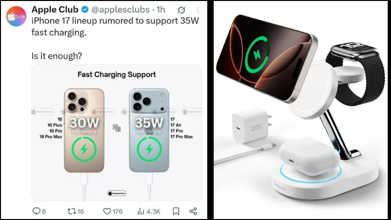 Dự đoán về công suất sạc trên iPhone 17 Series