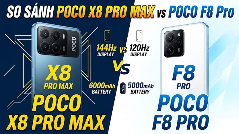 So Sánh Xiaomi POCO F8 Pro vs POCO X8 Pro Max
